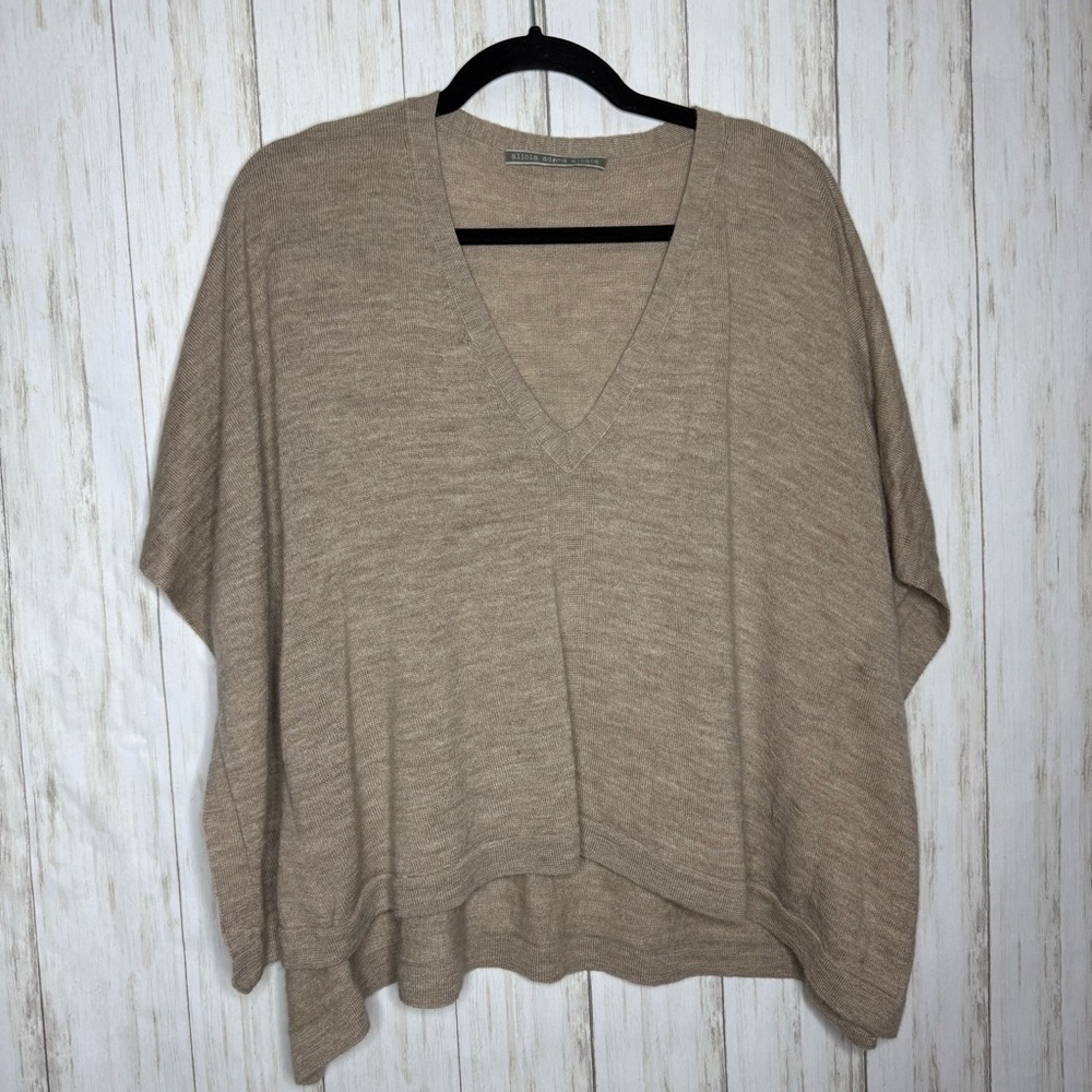 Alicia Adams Alpaca V-Neck Sweater Taupe